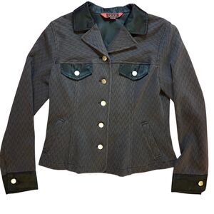 I.N.V.U Womens Grey Button Down Cropped Sweater Blazer 16.5in P2P